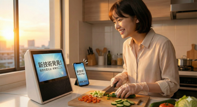 ニュースを確認する女性のイメージ